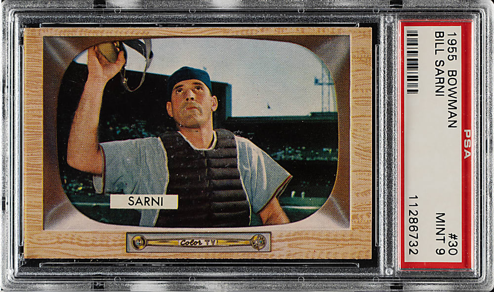 1955 Bowman #30 Bill Sarni PSA MINT 9 - 1 of 3 - Highest Graded!