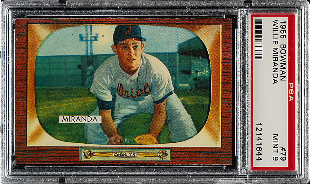 1955 Bowman #79 Willie Miranda PSA MINT 9 - 1 of 3 - Highest Graded!