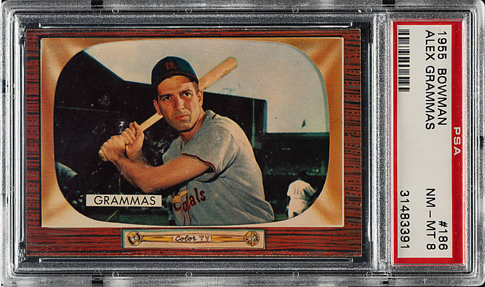 1955 Bowman #186 Alex Grammas PSA NM-MT 8 - Highest Graded!