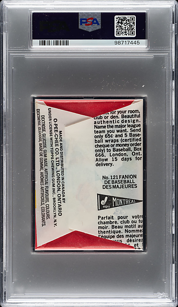 1978 O-Pee-Chee Unopened Wax Pack PSA MINT 9