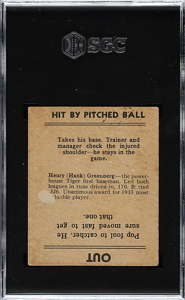 1936 R322 Goudey #15 Hank Greenberg SGC FAIR 1.5