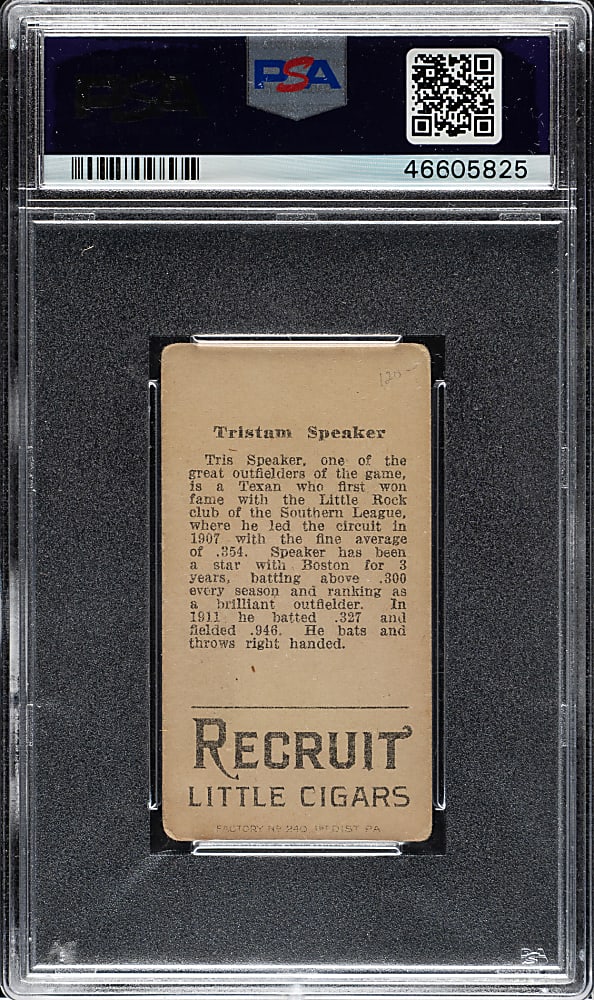 1912 T207 Brown Background Tris Speaker PSA GOOD 2 (MC)