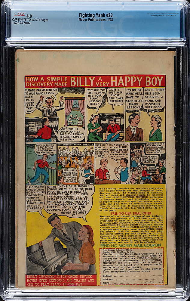 1948 Nedor Publications "Fighting Yank" #23 CGC 4.0 - Classic Alex Schomburg Cover