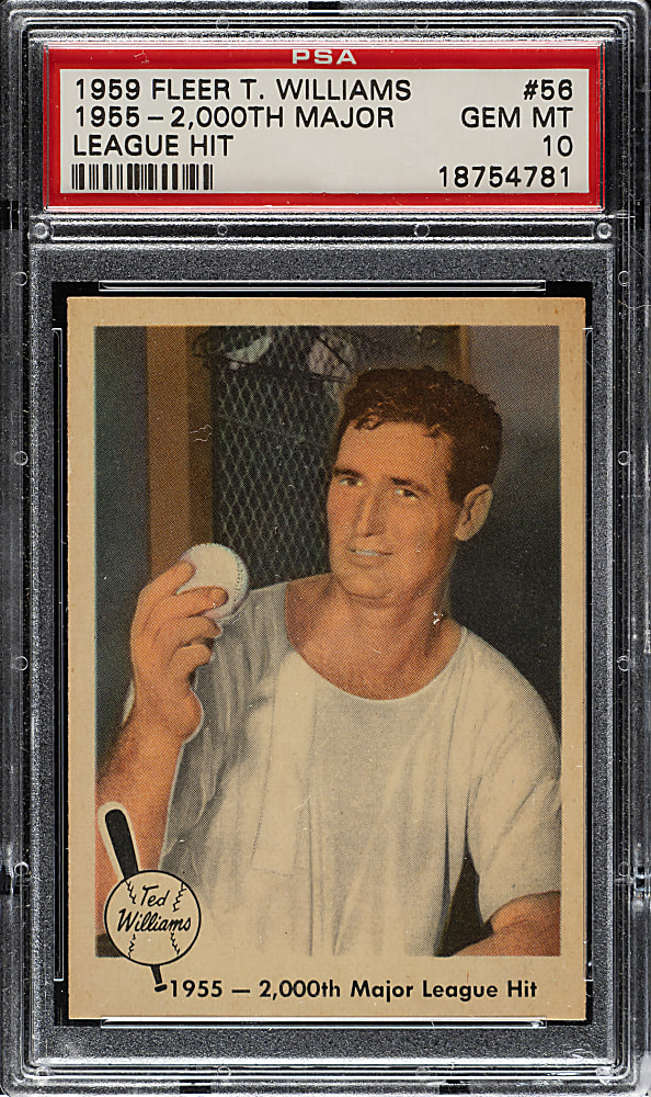 1959 Fleer Ted Williams #56 "1955 - 2,000th Major League Hit" PSA GEM MINT 10