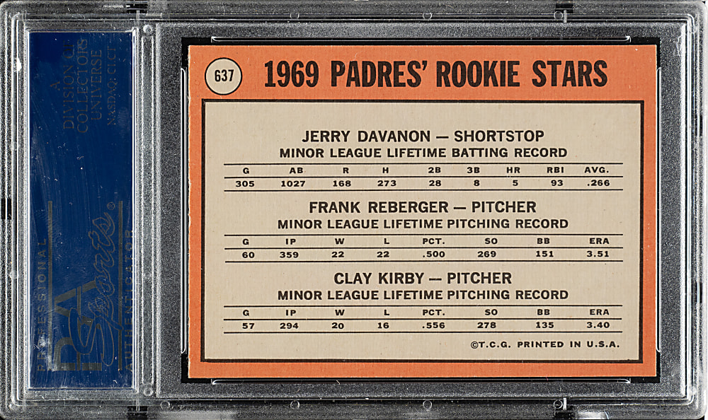 1969 Topps #637 Davanon/Reberger/Kirby PSA GEM MINT 10