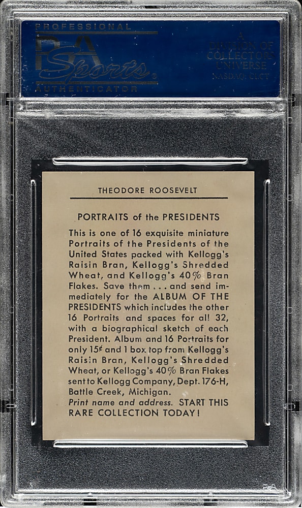 1946 Kellogg's "Portraits of the Presidents" #25 Theodore Roosevelt PSA NM-MT 8