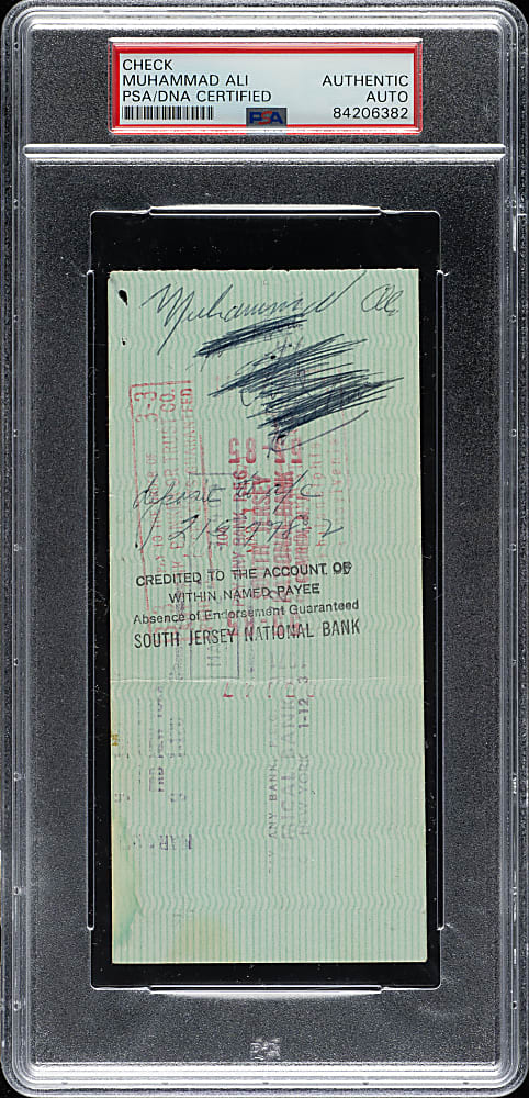 1971 Muhammad Ali Endorsed Check - Payment for "The Fight of the Century" vs. Joe Frazier - PSA/DNA and JSA