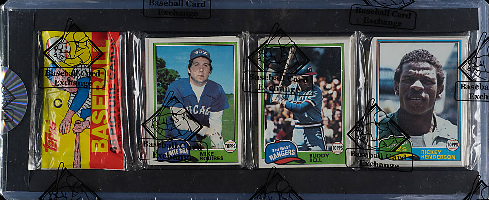 1981 Topps Unopened Rack Pack - BBCE - Rickey Henderson on Top and Steve Carlton Record Breaker on Back