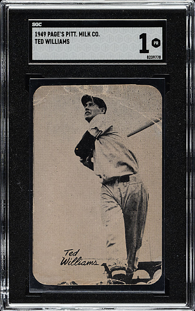 1949 Page's Pittsburgh Milk Co. Ted Williams SGC POOR 1