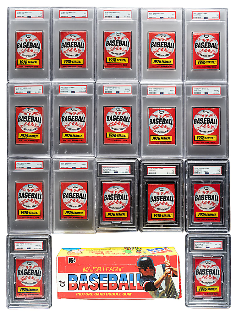 1976 Topps Unopened Wax Pack PSA-Graded Collection (17) Plus Original Display Box
