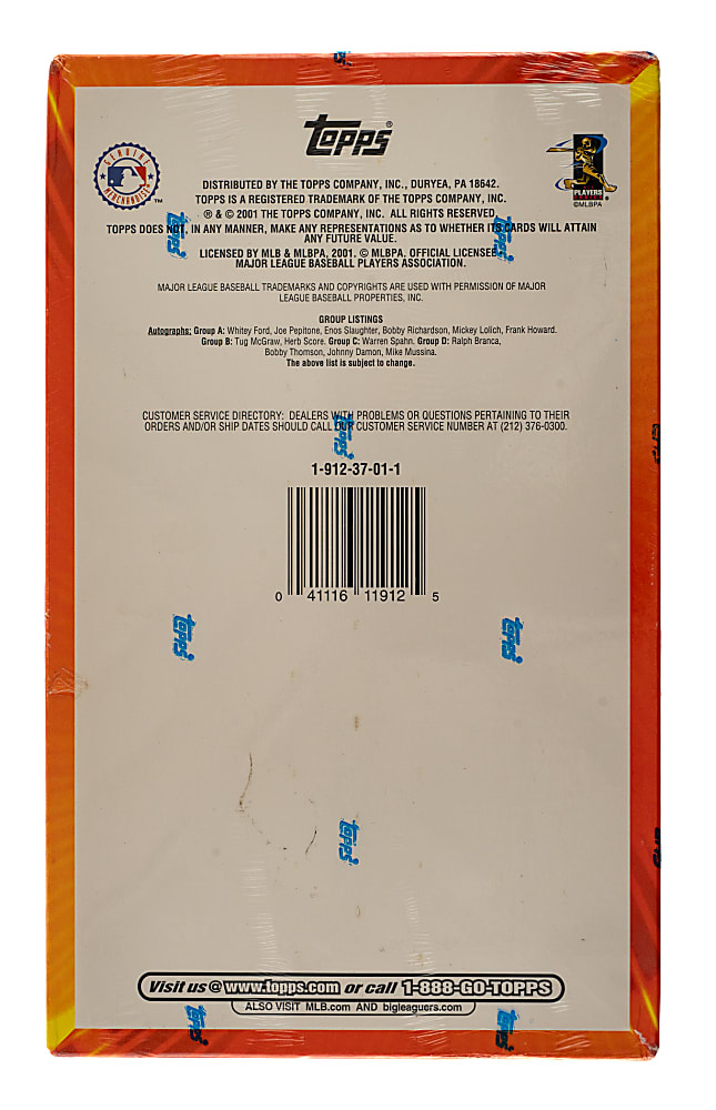 2001 Topps Traded Factory-Sealed Unopened Hobby Box (24 Packs) - Albert Pujols and Ichiro Suzuki Rookie Years!