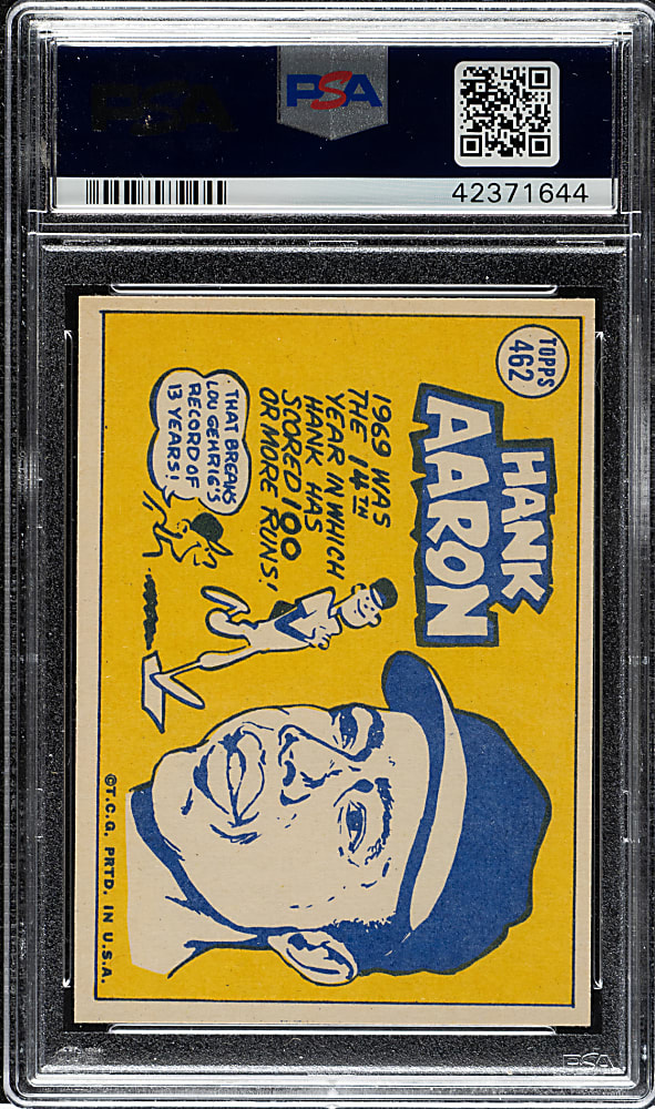 1970 Topps #462 Hank Aaron All-Star PSA MINT 9