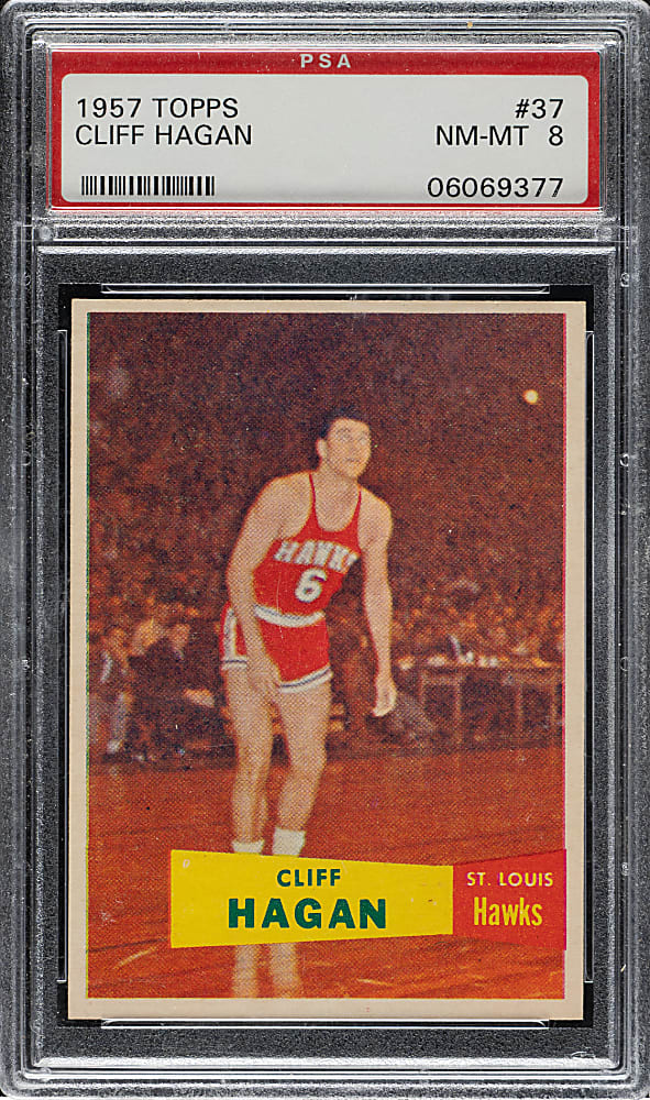 1957-1958 Topps Basketball #37 Cliff Hagan Rookie PSA NM-MT 8