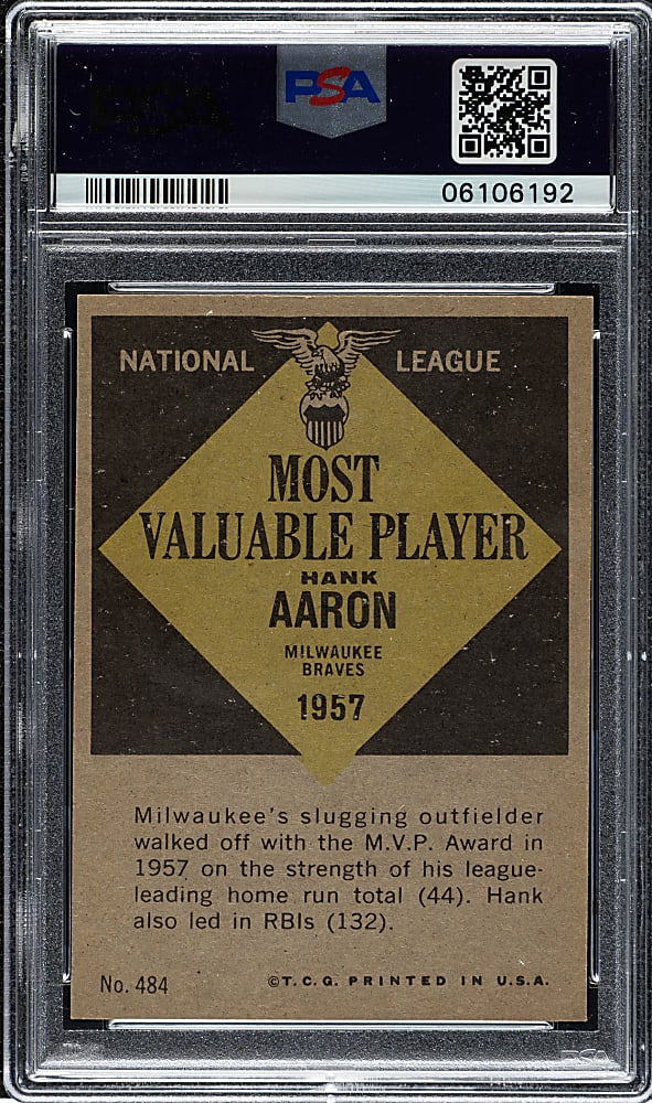 1961 Topps #484 Hank Aaron MVP PSA NM-MT 8