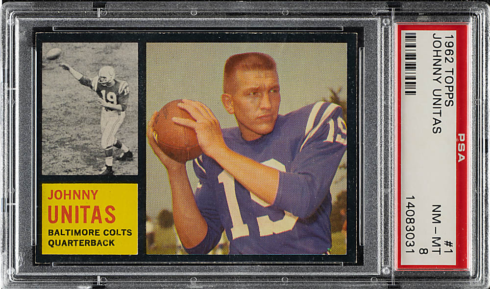 1962 Topps Football #1 Johnny Unitas PSA NM-MT 8