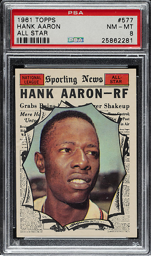 1961 Topps #577 Hank Aaron All-Star PSA NM-MT 8