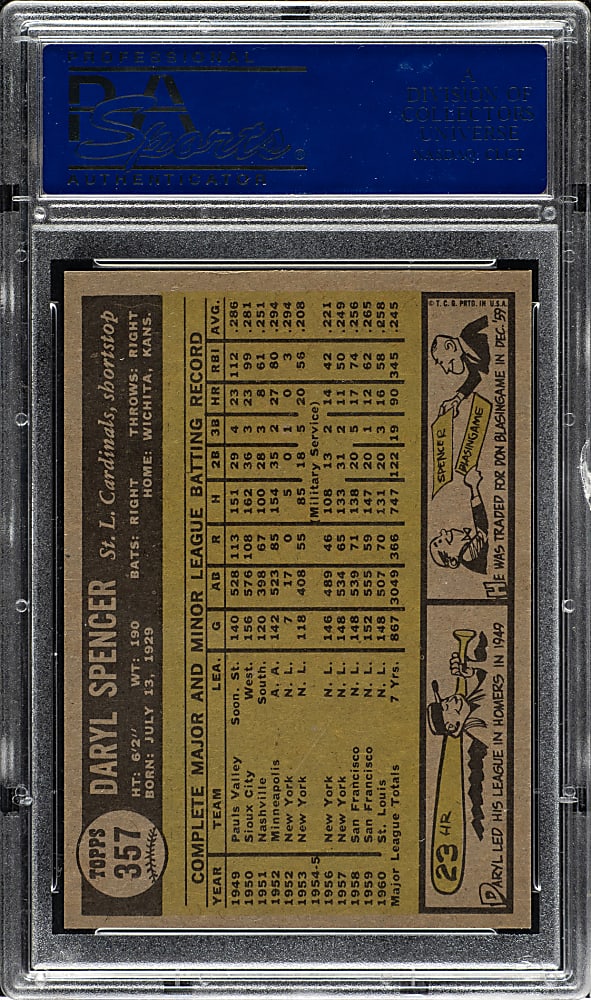 1961 Topps #357 Daryl Spencer PSA GEM MINT 10