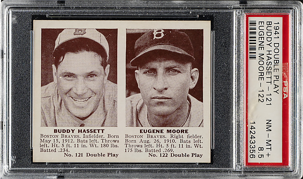 1941 R330 Double Play #121/122 Hassett/Moore PSA NM-MT+ 8.5