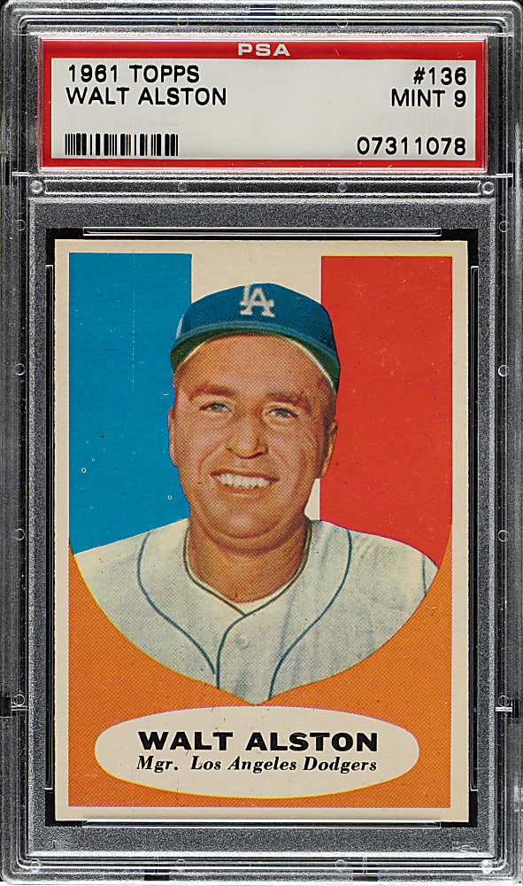 1961 Topps #136 Walt Alston PSA MINT 9