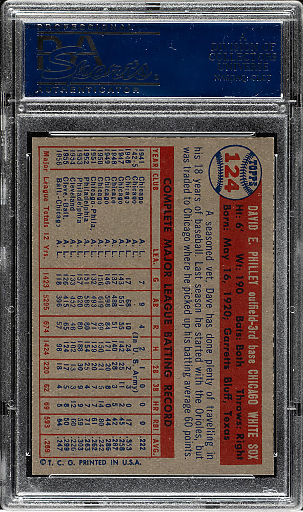 1957 Topps #124 Dave Philley PSA MINT 9