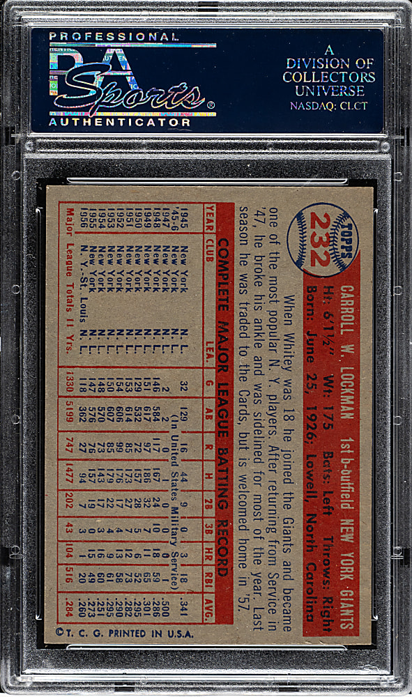 1957 Topps #232 Whitey Lockman PSA MINT 9