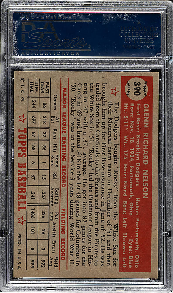 1952 Topps #390 Glenn Nelson PSA NM-MT 8