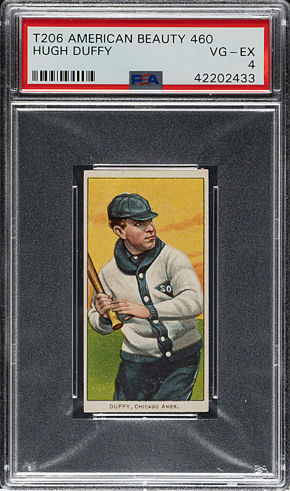 1909-1911 T206 White Border Hugh Duffy PSA VG-EX 4 - American Beauty 460 Back