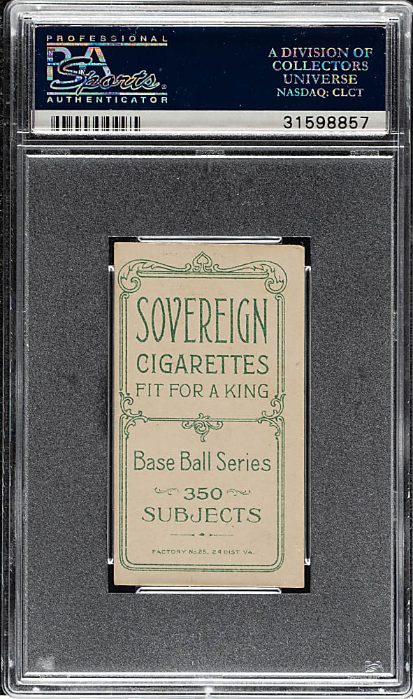 1909-1911 T206 White Border Rube Marquard Portrait PSA EX-MT 6 - Sovereign 350 Back