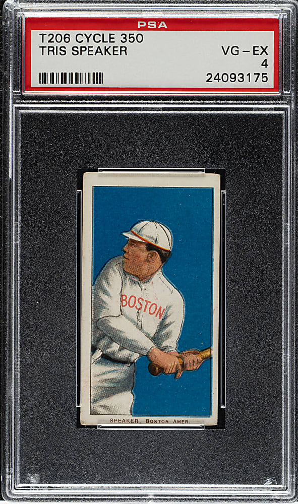 1909-1911 T206 White Border Tris Speaker Rookie PSA VG-EX 4 - Cycle 350 Back
