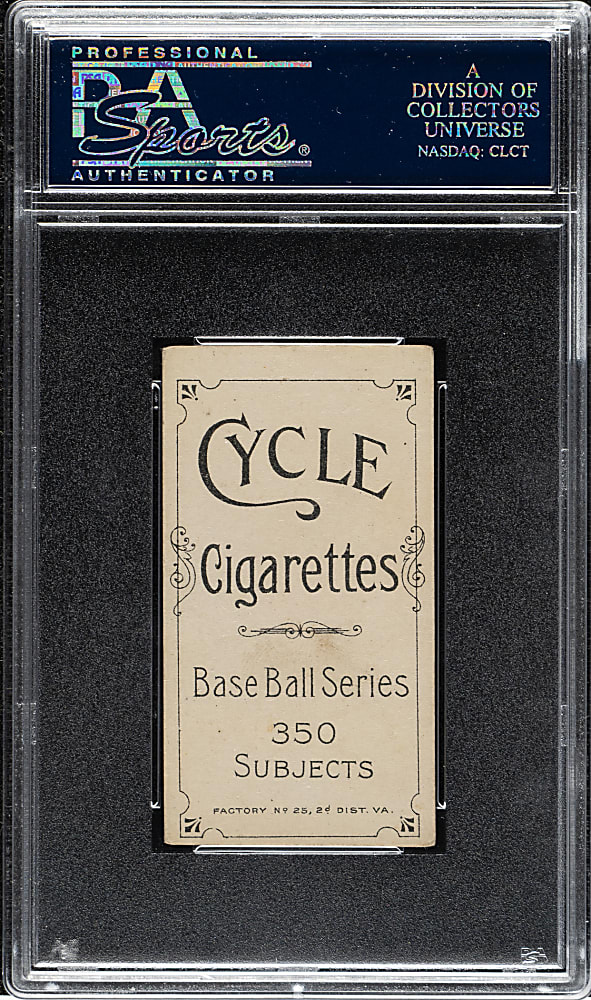 1909-1911 T206 White Border Tris Speaker Rookie PSA VG-EX 4 - Cycle 350 Back