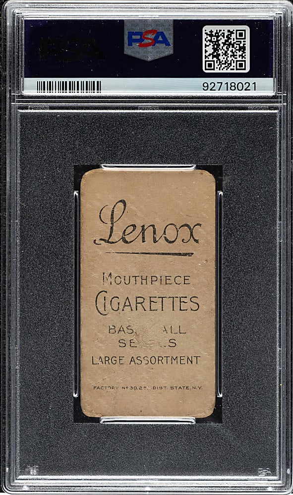 1909-1911 T206 White Border Joe Tinker Bat On Shoulder PSA FAIR 1.5 - Black Lenox Back