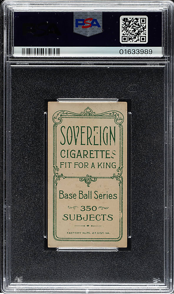 1909-1911 T206 White Border Bobby Wallace PSA EX-MT 6 - Sovereign 350 Back