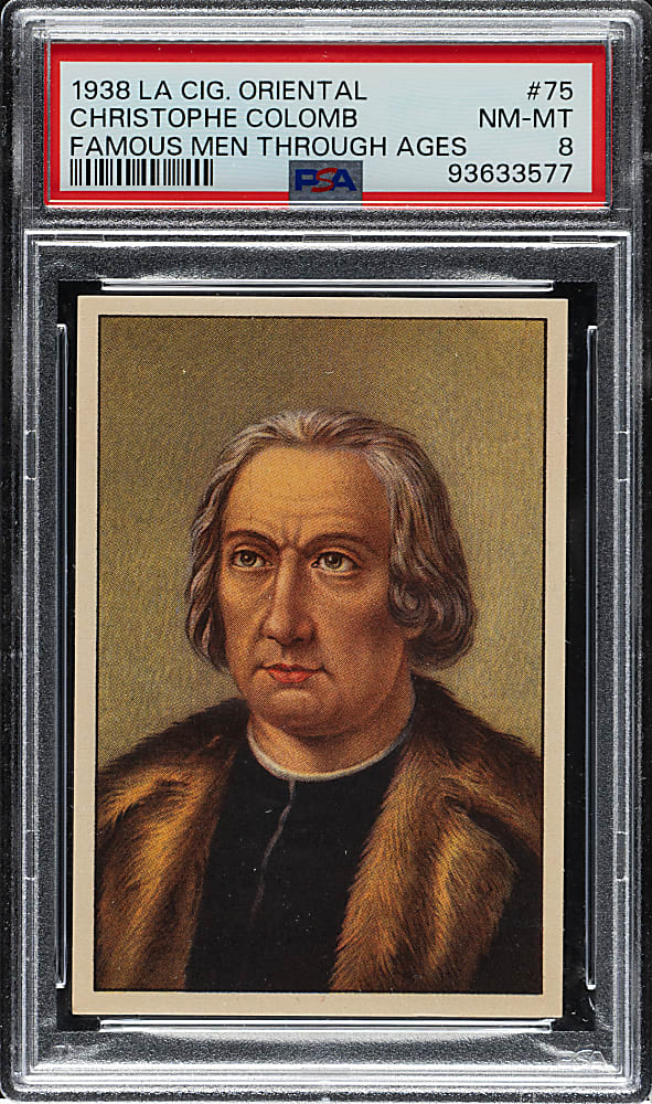 1938 La Cig Oriental Famous Men Through Ages #75 Christopher Columbus PSA NM-MT 8