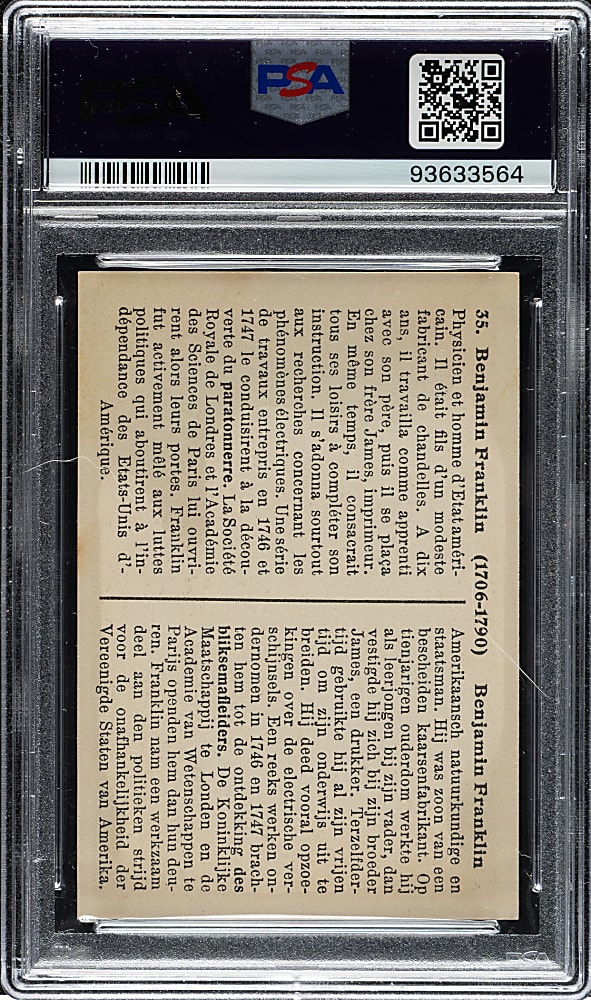 1938 La Cig Oriental Famous Men Through Ages #35 Benjamin Franklin PSA NM-MT 8