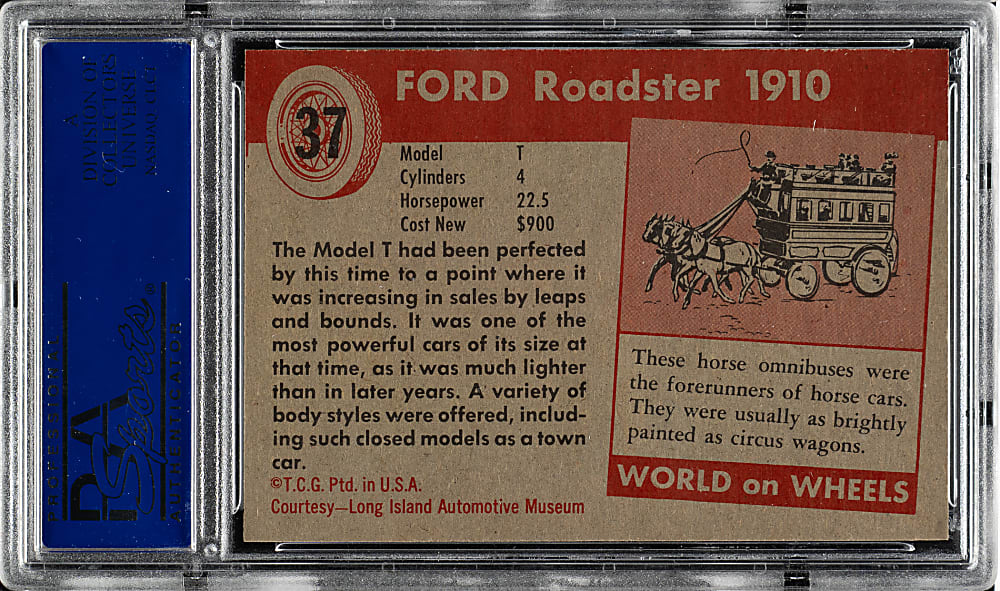 1954 Topps "World On Wheels" #37 Ford Model T PSA MINT 9