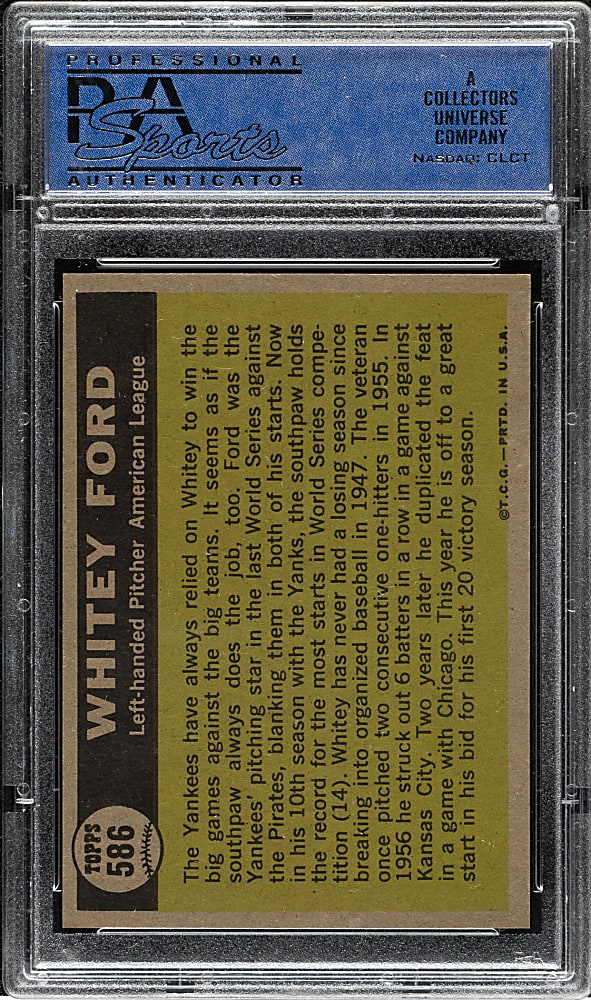1961 Topps #586 Whitey Ford All-Star PSA MINT 9