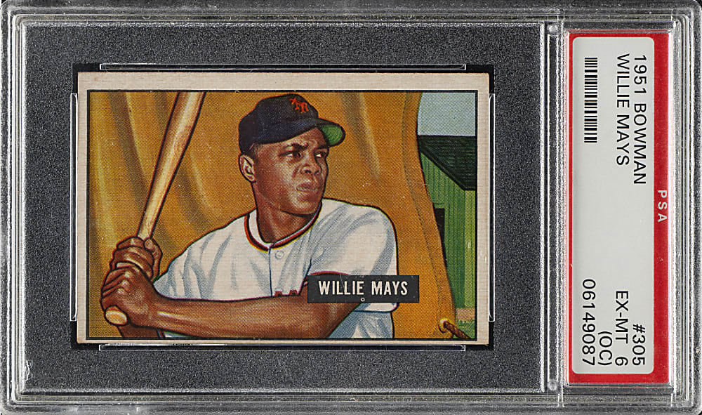 1951 Bowman #305 Willie Mays Rookie PSA EX-MT 6 (OC)