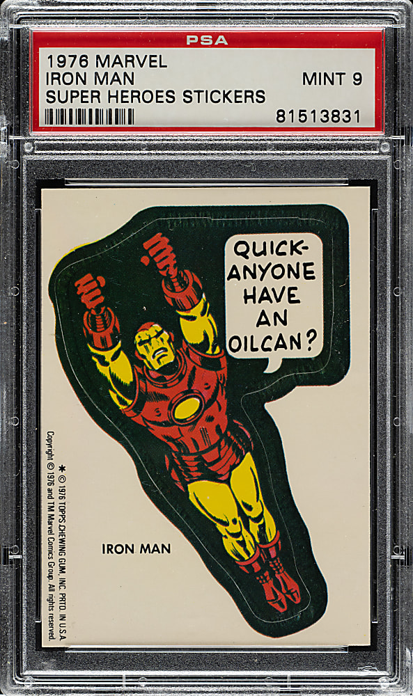 1976 Topps "Marvel Super Heroes Stickers" Iron Man PSA MINT 9