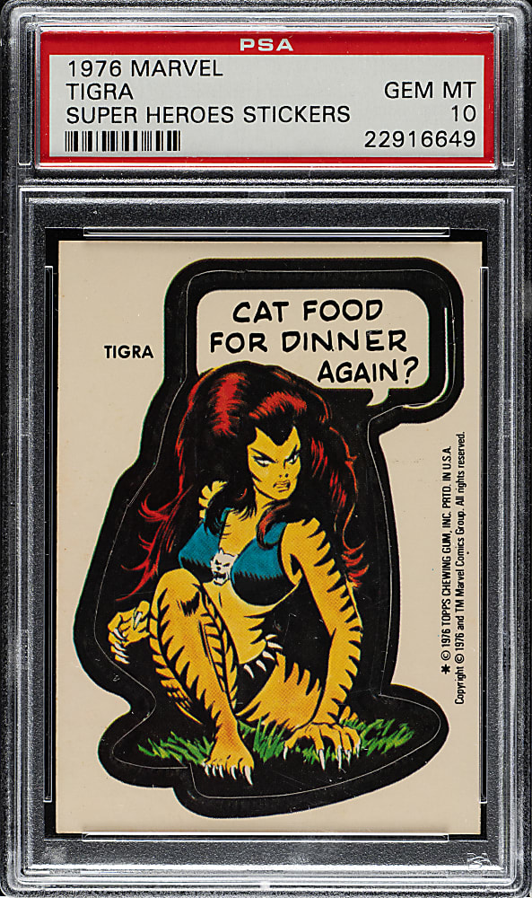 1976 Topps "Marvel Super Heroes Stickers" Tigra PSA GEM MINT 10
