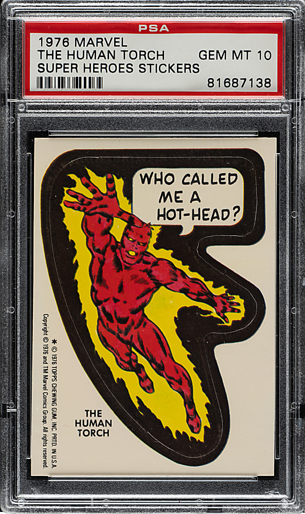1976 Topps "Marvel Super Heroes Stickers" The Human Torch PSA GEM MINT 10