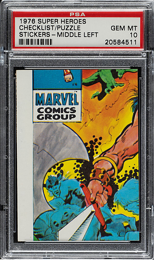 1976 Topps "Marvel Super Heroes Stickers" Checklist/Puzzle PSA GEM MINT 10