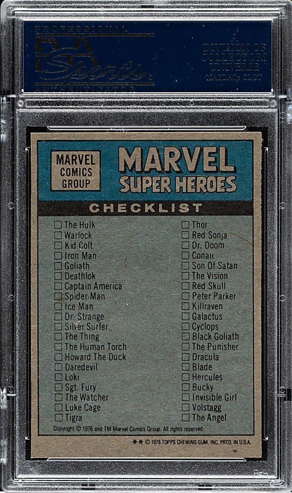 1976 Topps "Marvel Super Heroes Stickers" Checklist/Puzzle PSA GEM MINT 10