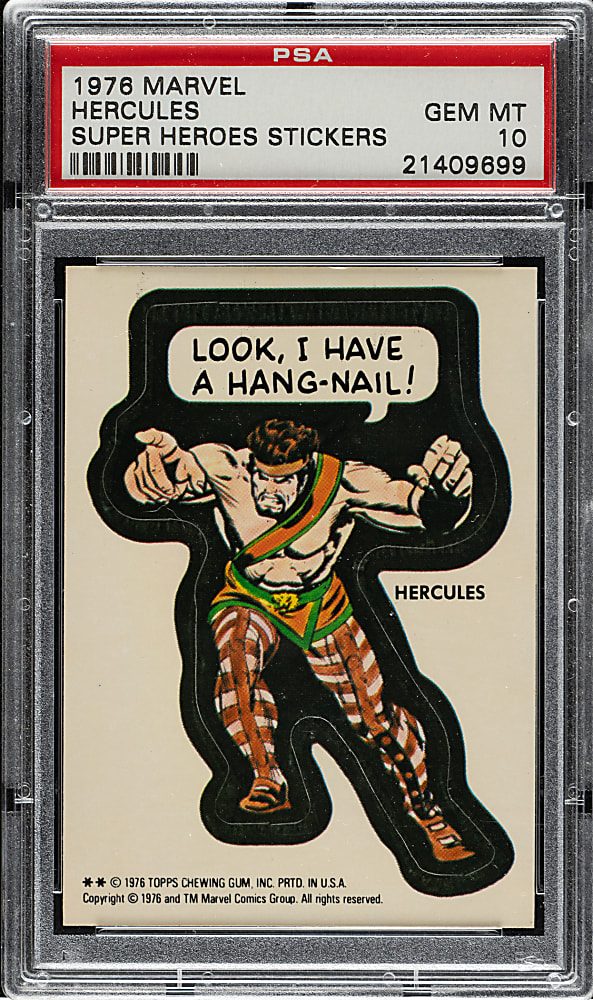 1976 Topps "Marvel Super Heroes Stickers" Hercules PSA GEM MINT 10 - 1 of 5!