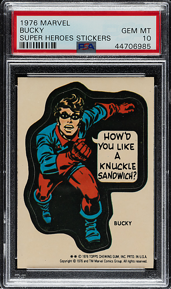 1976 Topps "Marvel Super Heroes Stickers" Bucky PSA GEM MINT 10
