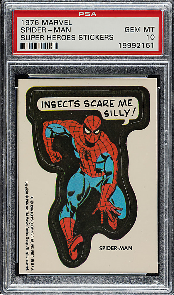 1976 Topps "Marvel Super Heroes Stickers" Spider-Man PSA GEM MINT 10