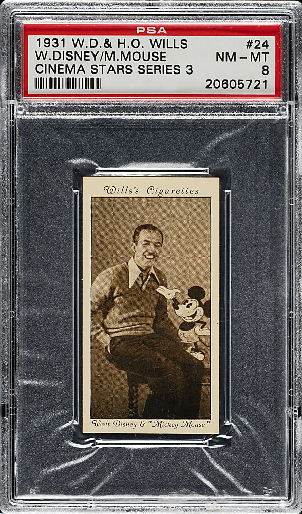 1931 W. D. & H. O. Wills "Cinema Stars" #24 Walt Disney and Mickey Mouse PSA NM-MT 8