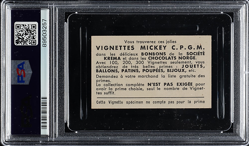 Circa 1937 Les Vign. C.G.P.M. Mickey #75 Jeu De Prestige PSA NM 7