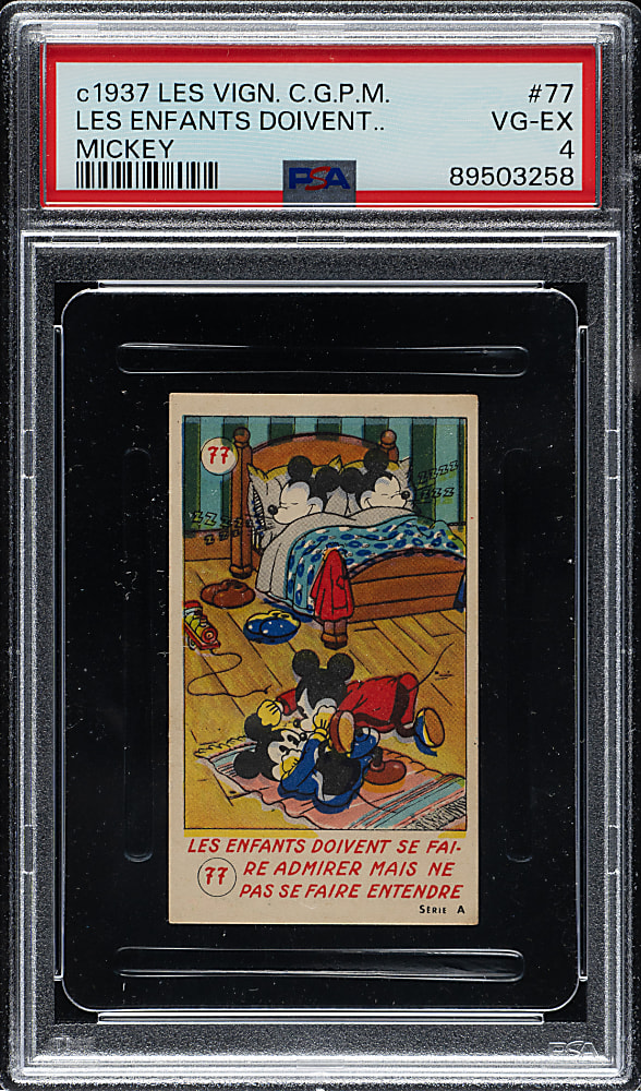 Circa 1937 Les Vign. C.G.P.M. Mickey #77 Les Enfants Doivent PSA VG-EX 4