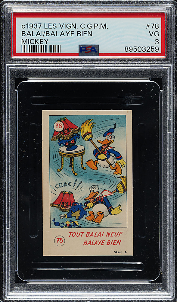 Circa 1937 Les Vign. C.G.P.M. Mickey #78 Tout Balai Neuf Balaye Bien PSA VG 3
