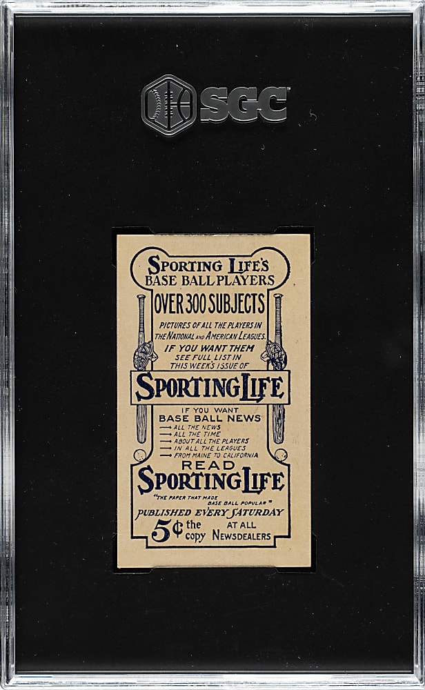 1910-1911 M116 Sporting Life Honus Wagner Pastel Background ("300 Subjects" Back) SGC EX/NM 6